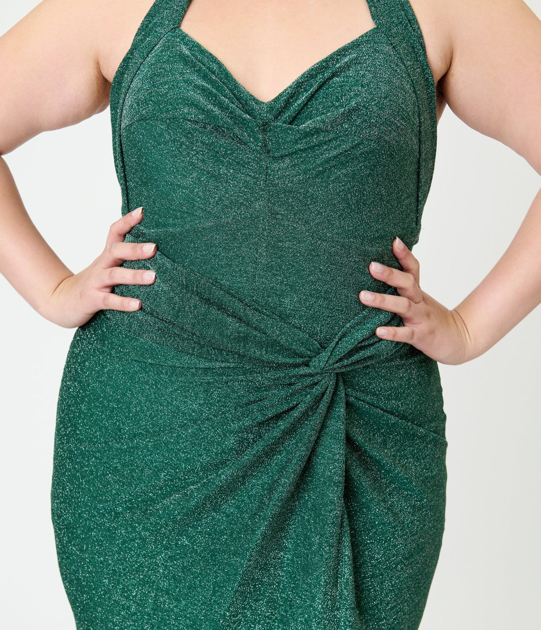 Unique Vintage Plus Size Green Shimmer Romper & Sarong Set - Unique Vintage - Womens, BOTTOMS, ROMPERS AND JUMPSUITS
