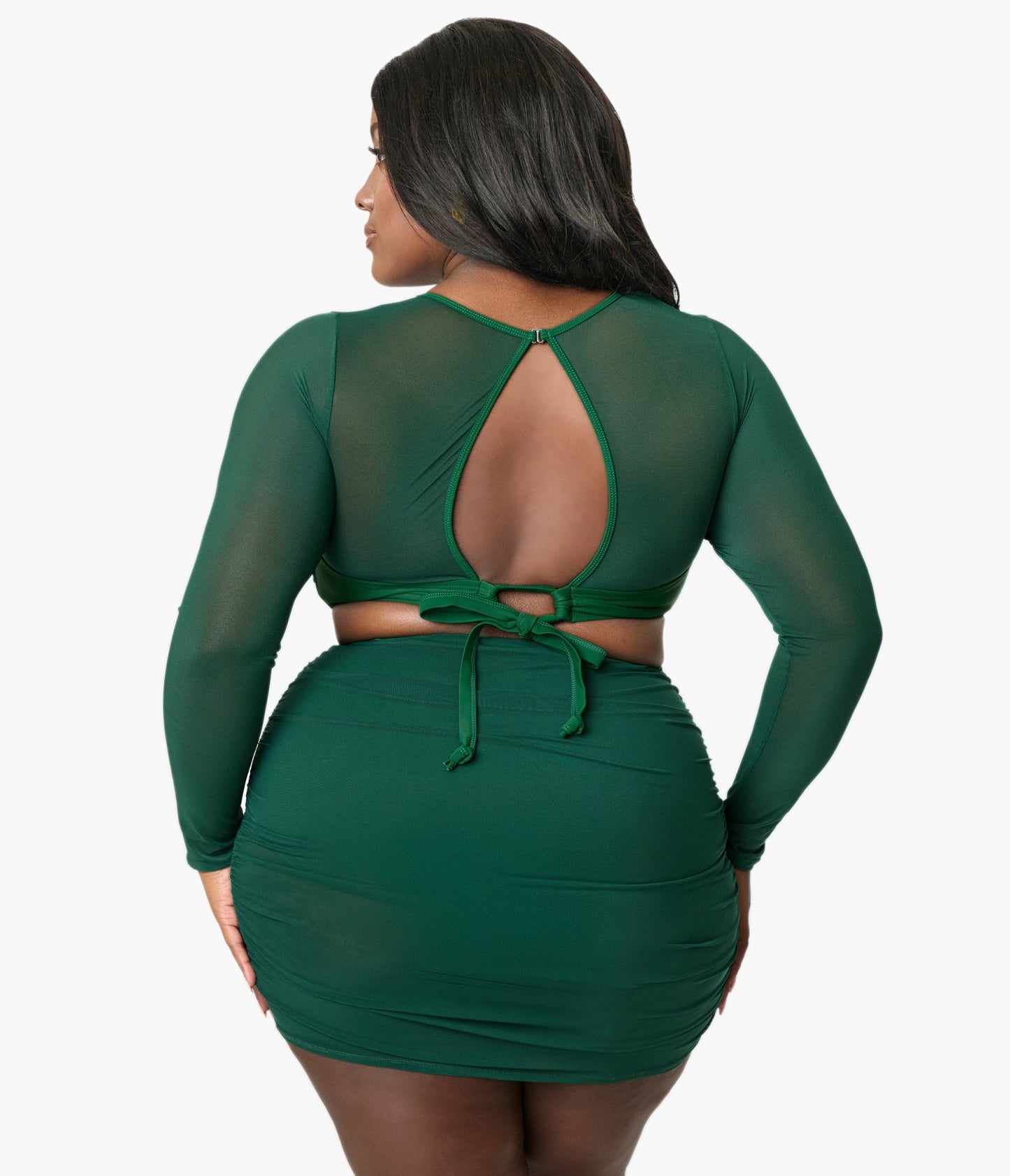 Unique Vintage Plus Size Green Shirred Skirt Swim Bottom - Unique Vintage - Womens, SWIM, BOTTOM