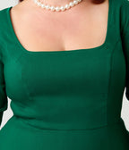 Unique Vintage Plus Size Green Square Neck Swing Dress - Unique Vintage - Womens, DRESSES, SWING