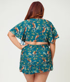 Unique Vintage Plus Size Green Tiger Print Alice Swim Skirt - Unique Vintage - Womens, SWIM, BOTTOM