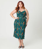 Unique Vintage Plus Size Green & Tiger Print Leilani Sarong Dress - Unique Vintage - Womens, DRESSES, WIGGLE