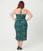 Unique Vintage Plus Size Green & Tiger Print Leilani Sarong Dress - Unique Vintage - Womens, DRESSES, WIGGLE