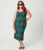 Unique Vintage Plus Size Green & Tiger Print Leilani Sarong Dress - Unique Vintage - Womens, DRESSES, WIGGLE