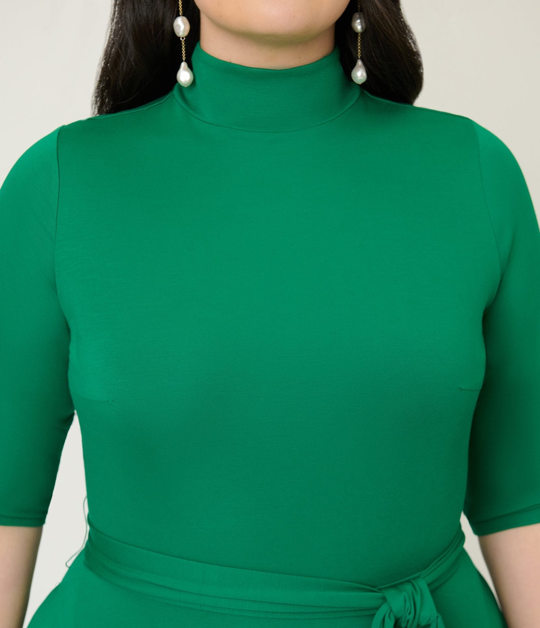 Unique Vintage Plus Size Green Turtleneck Midi Dress - Unique Vintage - Womens, DRESSES, FIT AND FLARE