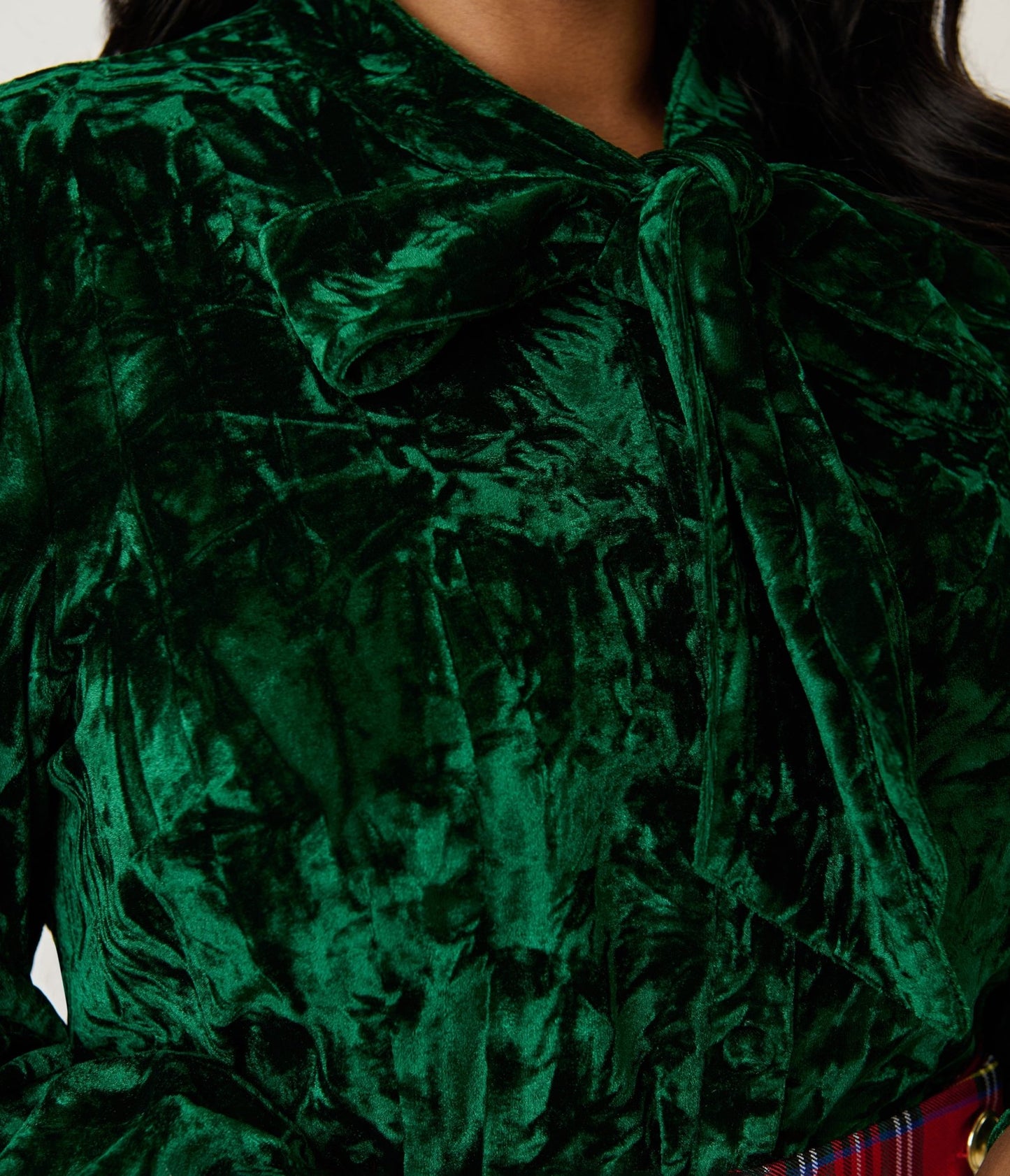 Unique Vintage Plus Size Green Velvet Gwen Blouse - Unique Vintage - Womens, TOPS, WOVEN TOPS