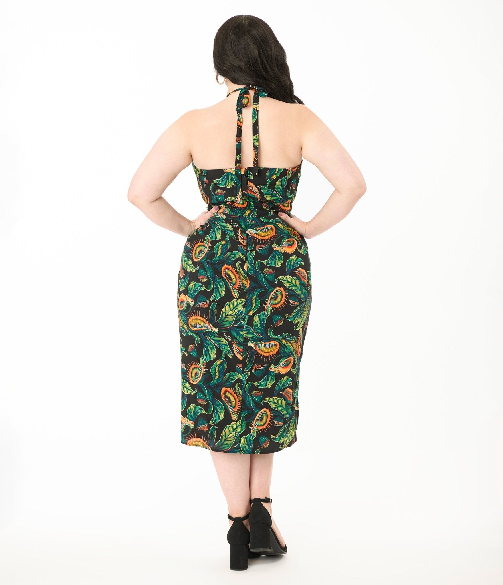 Unique Vintage Plus Size Green Venus Fly Trap Leilani Sarong Dress - Unique Vintage - Womens, DRESSES, WIGGLE