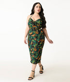 Unique Vintage Plus Size Green Venus Fly Trap Leilani Sarong Dress - Unique Vintage - Womens, DRESSES, WIGGLE