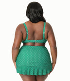 Unique Vintage Plus Size Green & White Pin Dot Alice Swim Skirt - Unique Vintage - Womens, SWIM, BOTTOM