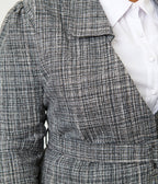Unique Vintage Plus Size Grey Tweed Belted Shawl Collar Jacket - Unique Vintage - Womens, TOPS, OUTERWEAR