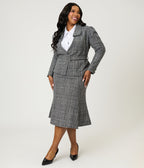 Unique Vintage Plus Size Grey Tweed Tina Trumpet Skirt - Unique Vintage - Womens, BOTTOMS, SKIRTS