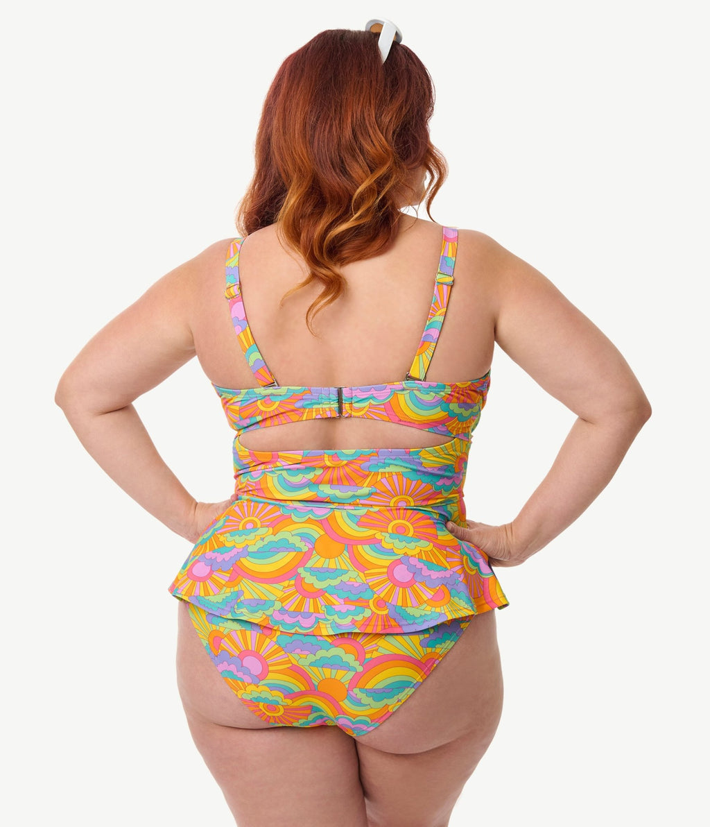Unique Vintage Plus Size Happy Groovy Rainbow Daphne Swim Bottom - Unique Vintage - Womens, SWIM, BOTTOM