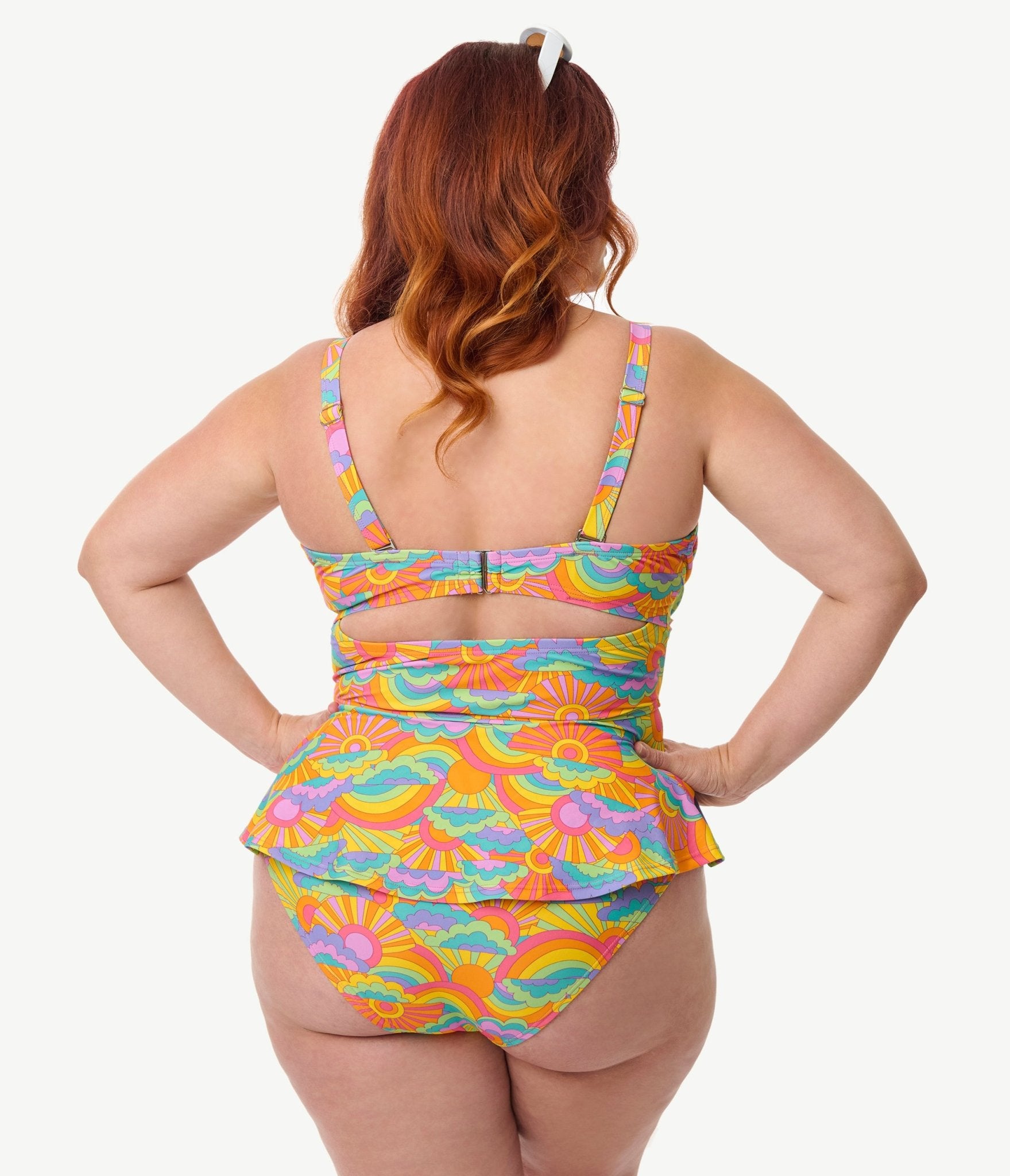 Unique Vintage Plus Size Happy Groovy Rainbow Daphne Swim Bottom - Unique Vintage - Womens, SWIM, BOTTOM