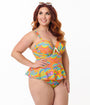 Unique Vintage Plus Size Happy Groovy Rainbow Daphne Swim Bottom