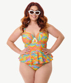 Unique Vintage Plus Size Happy Groovy Rainbow Solana Tankini Swim Top - Unique Vintage - Womens, SWIM, TOP