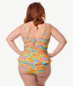 Unique Vintage Plus Size Happy Groovy Rainbow Solana Tankini Swim Top - Unique Vintage - Womens, SWIM, TOP