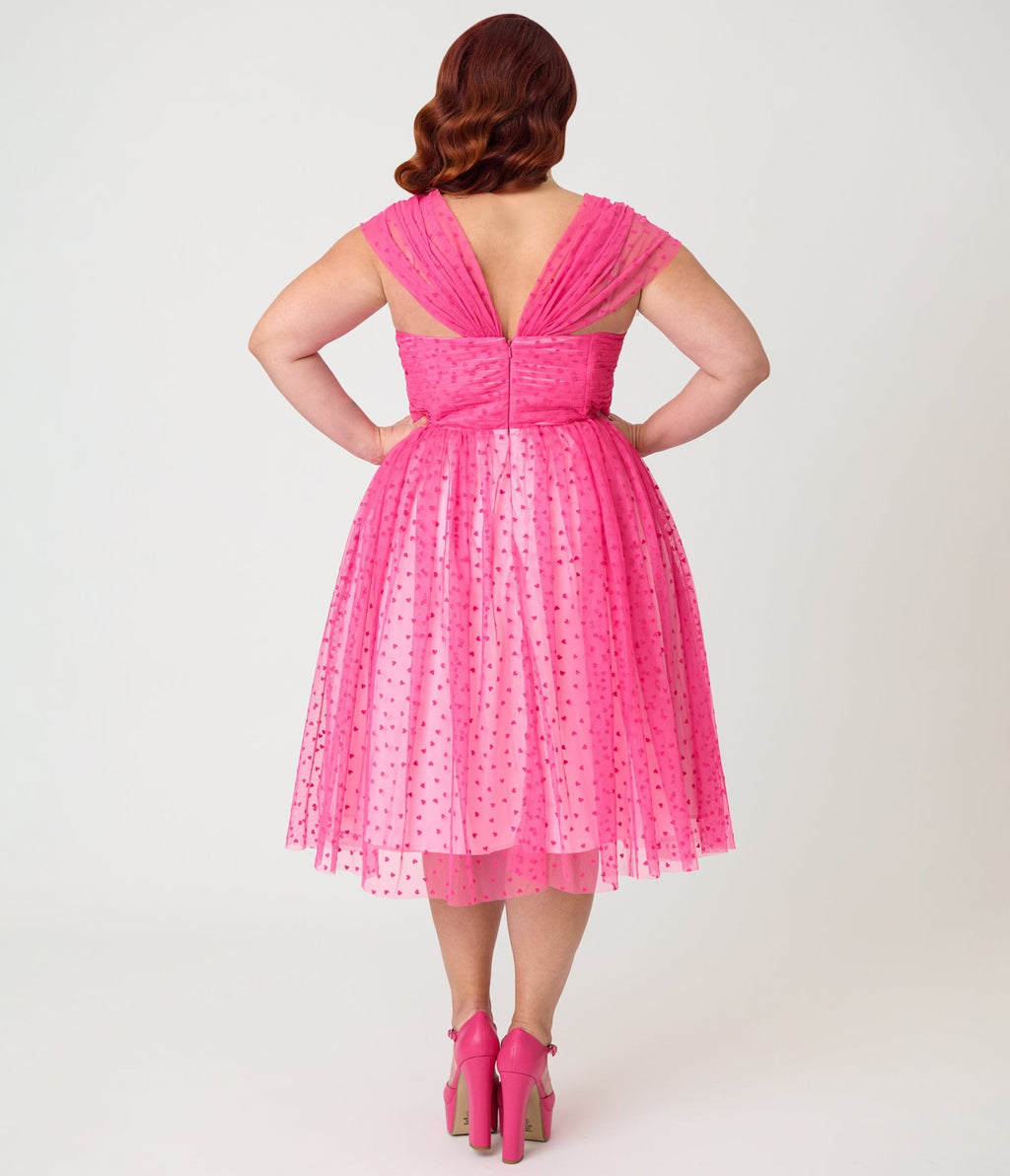 Unique Vintage Plus Size Hot Pink Garden State Swing Dress - Unique Vintage - Womens, DRESSES, SWING