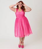 Unique Vintage Plus Size Hot Pink Garden State Swing Dress - Unique Vintage - Womens, DRESSES, SWING