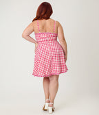 Unique Vintage Plus Size Hot Pink Gingham Follow Your Heart Flare Dress - Unique Vintage - Womens, DRESSES, FIT AND FLARE
