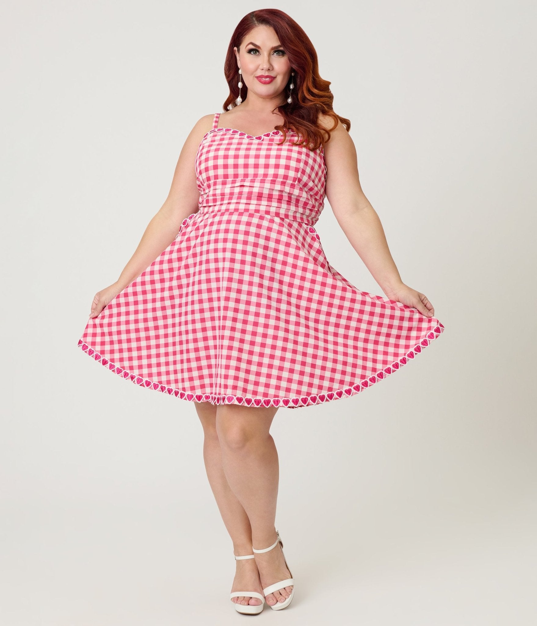 Unique Vintage Plus Size Hot Pink Gingham Follow Your Heart Flare Dres Unique Vintage Plus Size Hot Pink Gingham Follow Your Heart Flare Dres