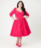 Unique Vintage Plus Size Hot Pink Lamar Swing Dress - Unique Vintage - Womens, DRESSES, SWING