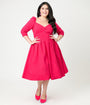 Unique Vintage Plus Size Hot Pink Lamar Swing Dress