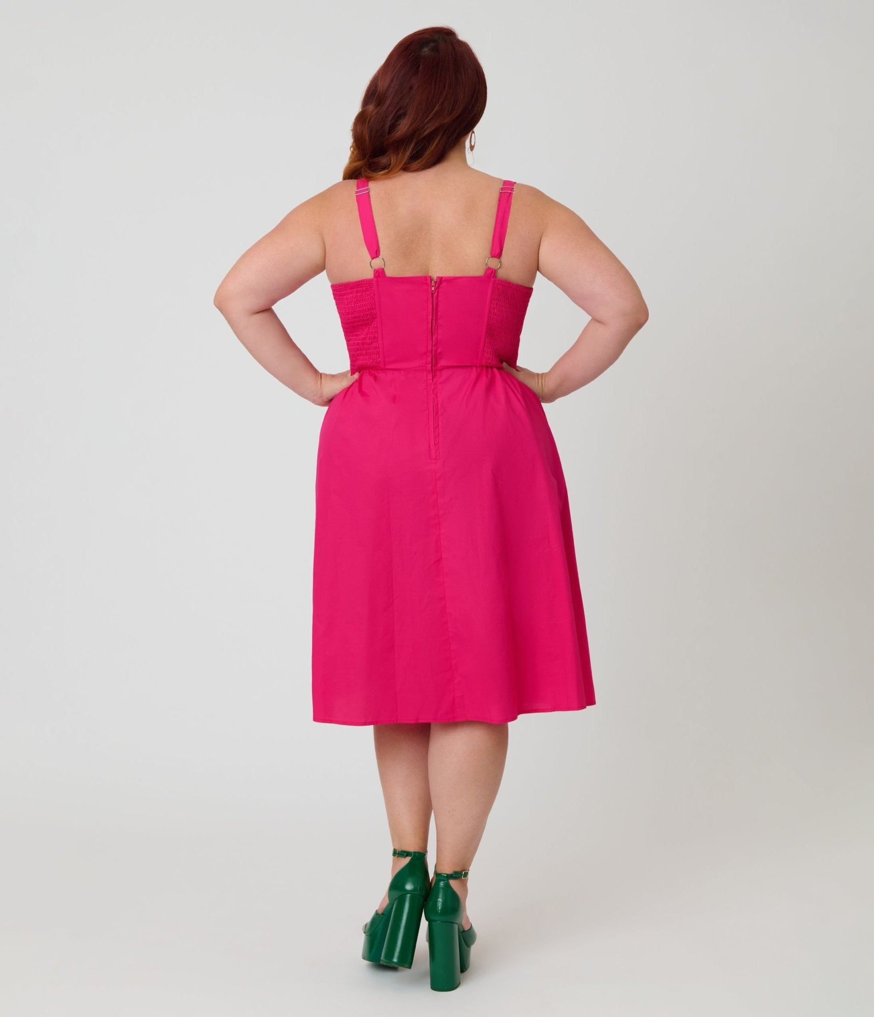 Unique Vintage Plus Size Hot Pink & Rainbow Pockets Sweetheart Swing Dress - Unique Vintage - Womens, DRESSES, SWING