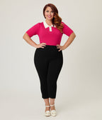 Unique Vintage Plus Size Hot Pink & Rhinestone Buttons Prim & Pretty Sweater - Unique Vintage - Womens, TOPS, SWEATERS
