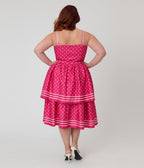 Unique Vintage Plus Size Hot Pink Tiered Sweetheart Dress - Unique Vintage - Womens, DRESSES, SWING