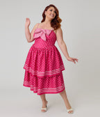 Unique Vintage Plus Size Hot Pink Tiered Sweetheart Dress - Unique Vintage - Womens, DRESSES, SWING