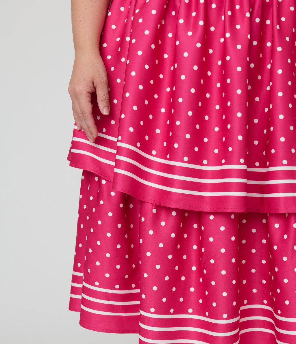 Unique Vintage Plus Size Hot Pink Tiered Sweetheart Dress - Unique Vintage - Womens, DRESSES, SWING