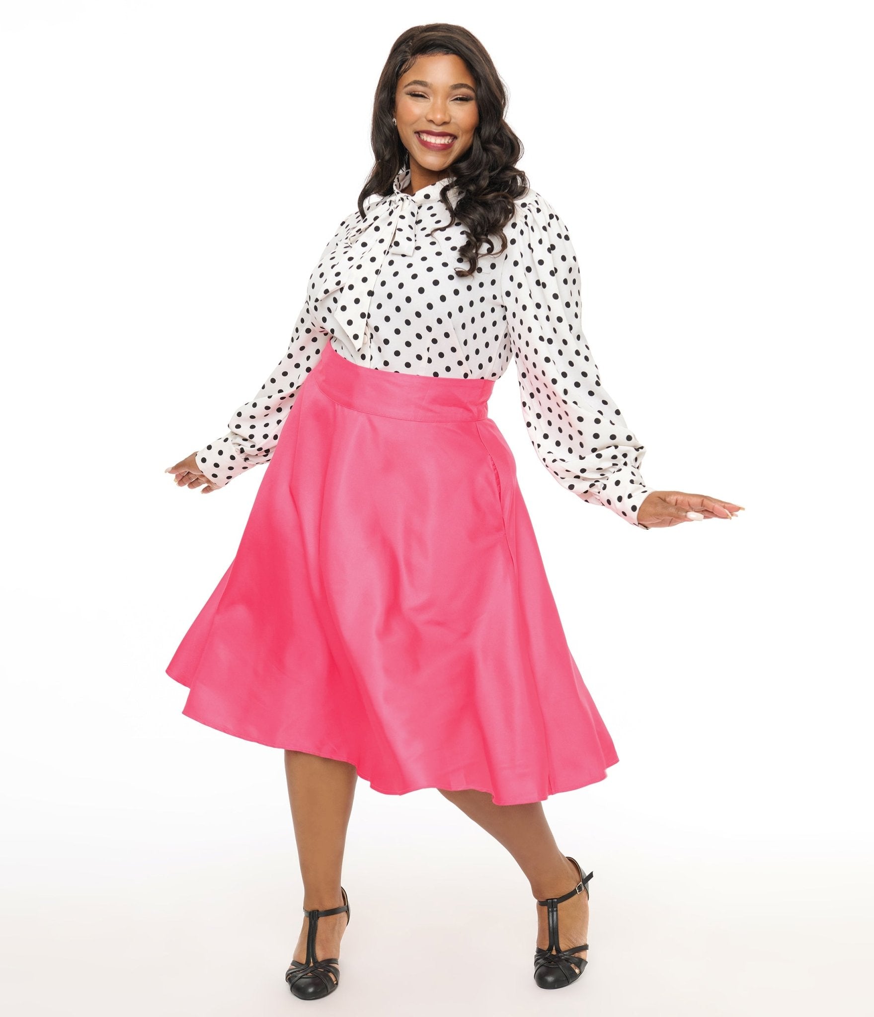 Unique Vintage Plus Size Hot Pink Vivian Swing Skirt - Unique Vintage - Womens, BOTTOMS, SKIRTS