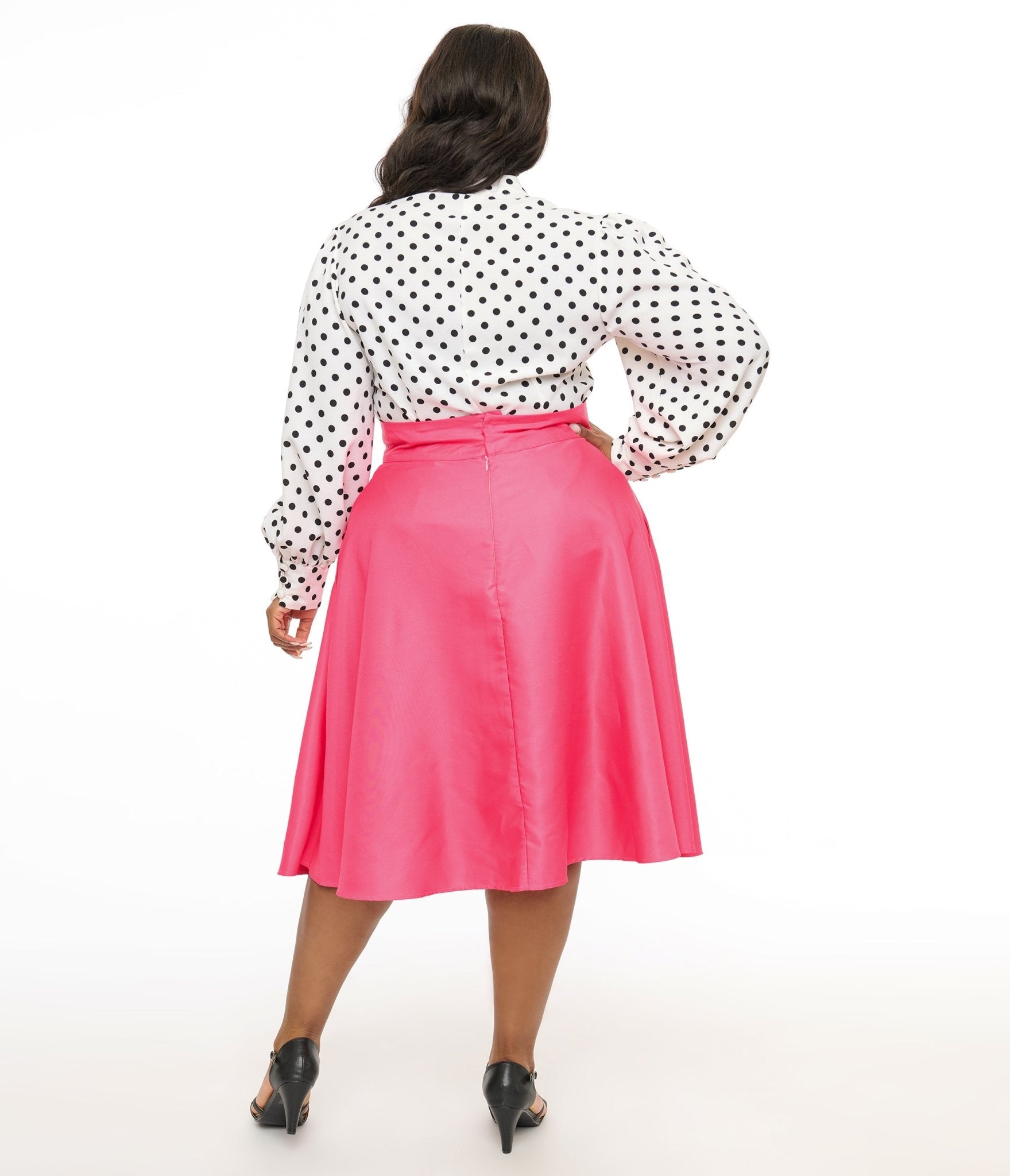 Unique Vintage Plus Size Hot Pink Vivian Swing Skirt - Unique Vintage - Womens, BOTTOMS, SKIRTS