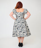 Unique Vintage Plus Size Ivory & Black Mystical Cat Print Swing Dress - Unique Vintage - Womens, DRESSES, SWING