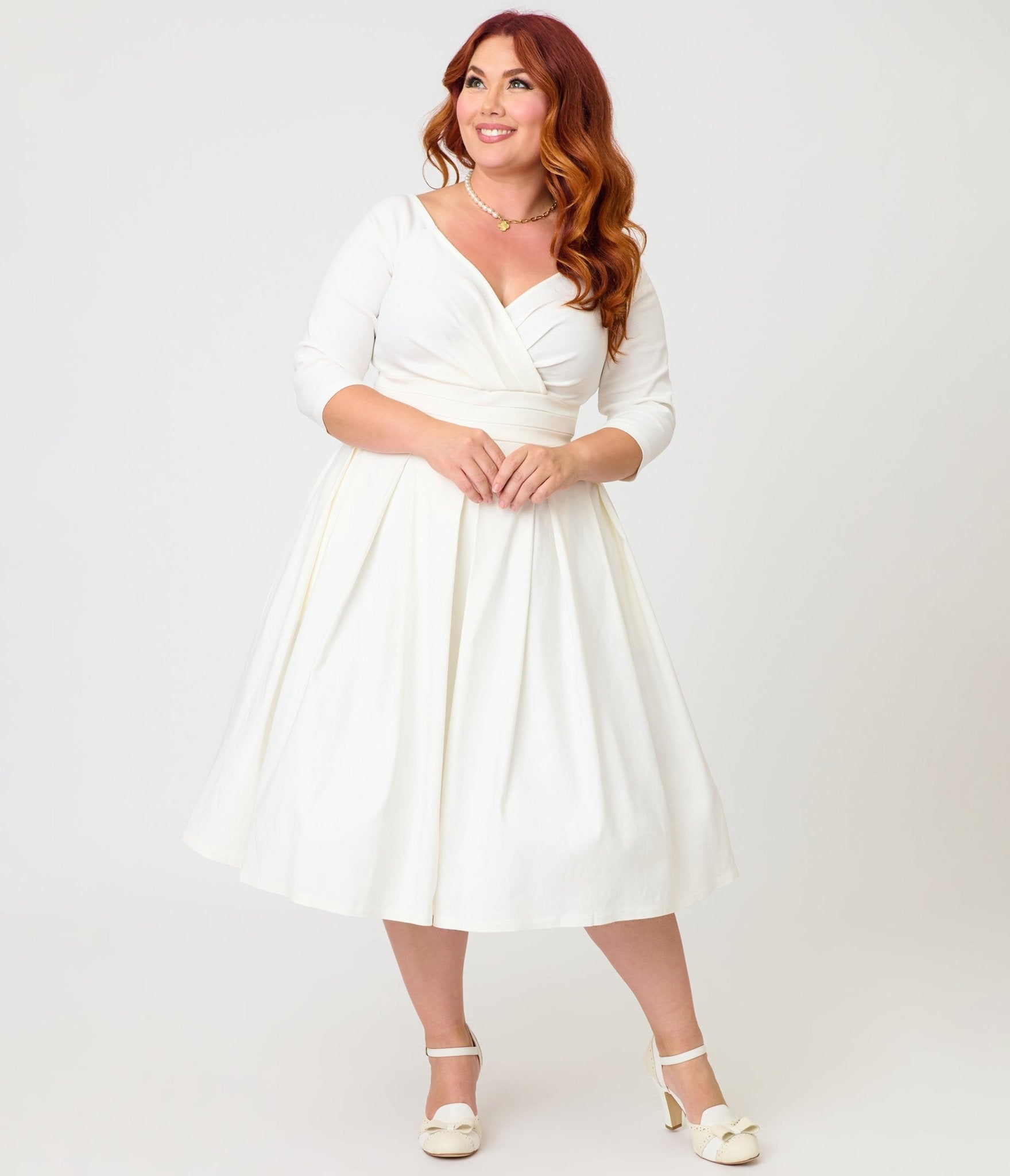 Unique Vintage Plus Size Ivory Marceline Swing Dress - Unique Vintage - Womens, DRESSES, SWING