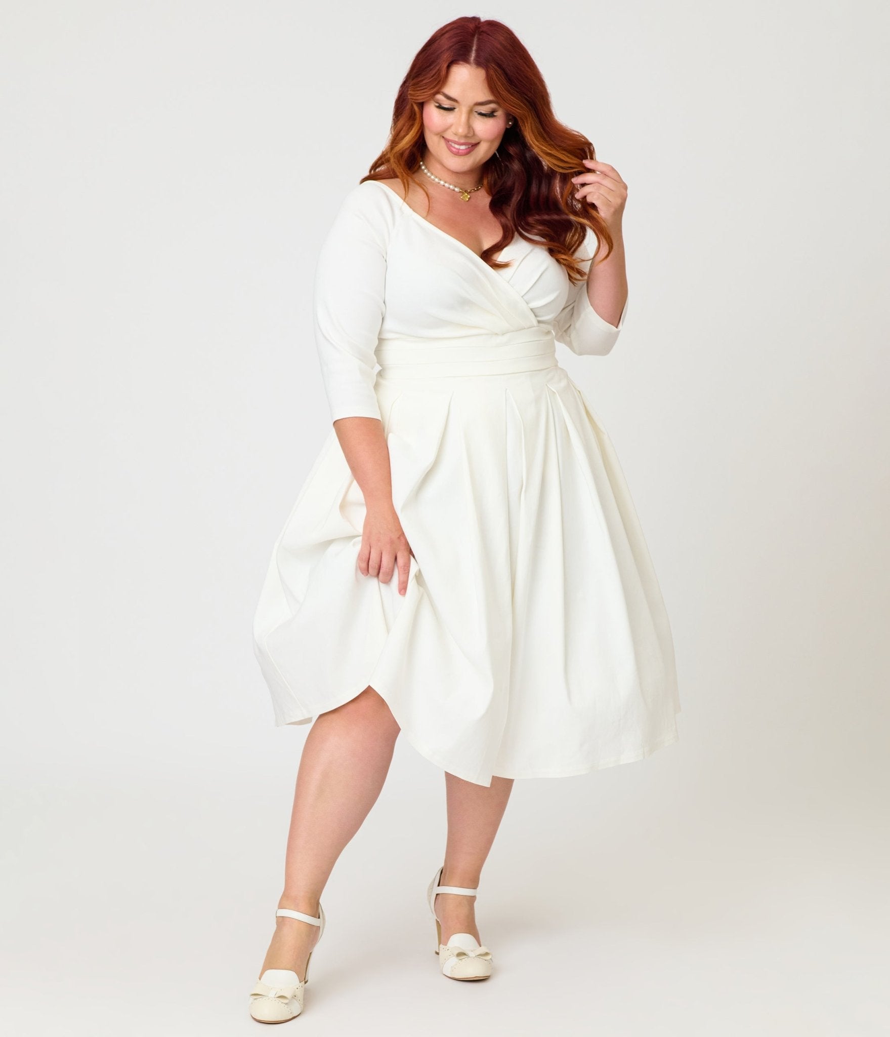 Unique Vintage Plus Size Ivory Marceline Swing Dress - Unique Vintage - Womens, DRESSES, SWING