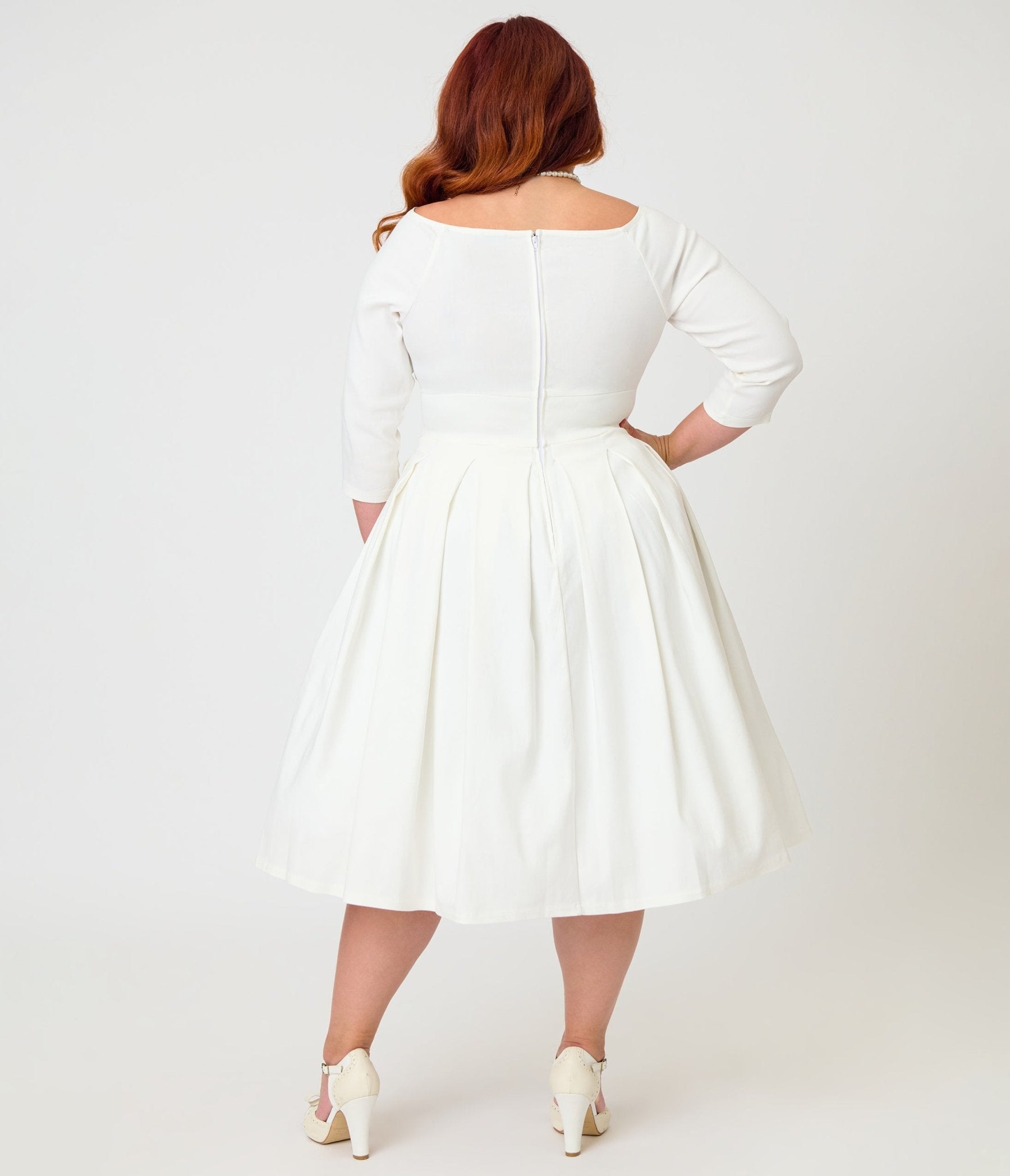 Unique Vintage Plus Size Ivory Marceline Swing Dress Unique Vintage Plus Size Ivory Marceline Swing Dress