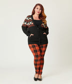 Unique Vintage Plus Size Jack - O - Lantern Cat Fair Isle Button Cardigan - Unique Vintage - Womens, TOPS, SWEATERS
