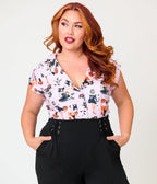 Unique Vintage Plus Size Lavender Pinup Witch Twill Sleeveless Blouse - Unique Vintage - Womens, TOPS, WOVEN TOPS