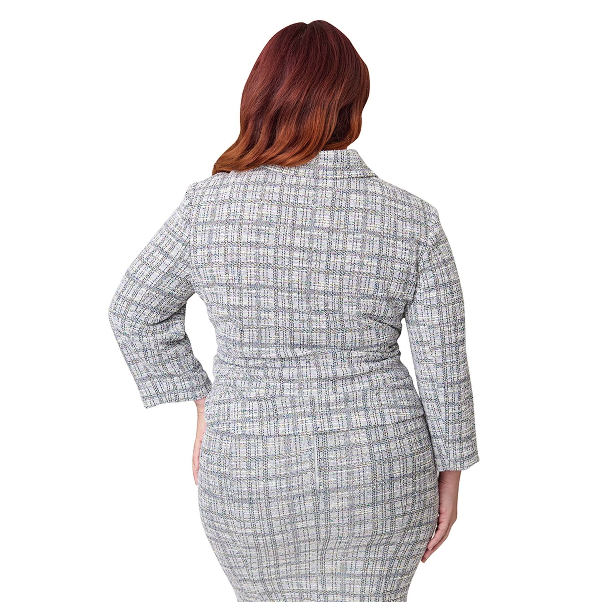 Unique Vintage Plus Size Lavender Plaid Boucle Peplum Jacket - Unique Vintage - Womens, TOPS, OUTERWEAR