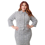 Unique Vintage Plus Size Lavender Plaid Boucle Peplum Jacket - Unique Vintage - Womens, TOPS, OUTERWEAR