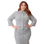 Unique Vintage Plus Size Lavender Plaid Boucle Peplum Jacket