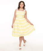 Unique Vintage Plus Size Lemon Merengue & White Lace Sundress - Unique Vintage - Womens, DRESSES, SWING