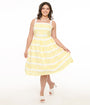 Unique Vintage Plus Size Lemon Merengue & White Lace Sundress