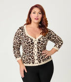 Unique Vintage Plus Size Leopard Print Cardigan - Unique Vintage - Womens, TOPS, SWEATERS