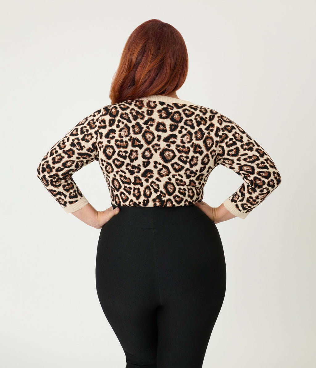 Unique Vintage Plus Size Leopard Print Cardigan - Unique Vintage - Womens, TOPS, SWEATERS