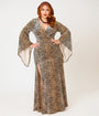 Unique Vintage Plus Size Leopard Velvet Peggy Maxi Dress