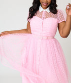 Unique Vintage Plus Size Light Pink Daisy Hollie Swing Dress - Unique Vintage - Womens, DRESSES, SWING