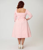 Unique Vintage Plus Size Light Pink Pin Dot Lamar Swing Dress - Unique Vintage - Womens, DRESSES, SWING