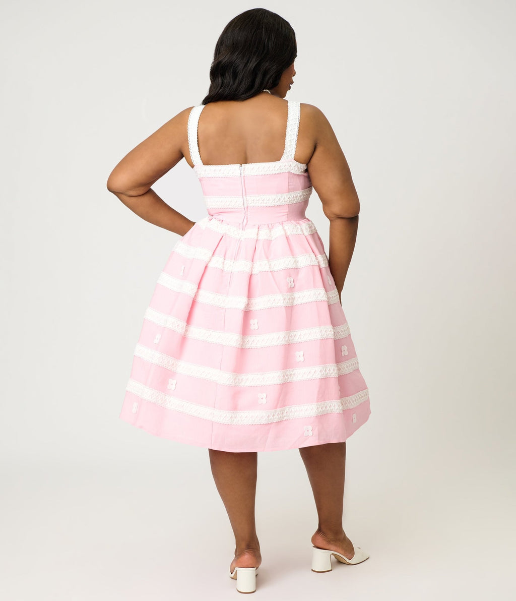 Unique Vintage Plus Size Light Pink Shopper Sundress - Unique Vintage - Womens, DRESSES, SWING