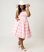Unique Vintage Plus Size Light Pink Shopper Sundress - Unique Vintage - Womens, DRESSES, SWING